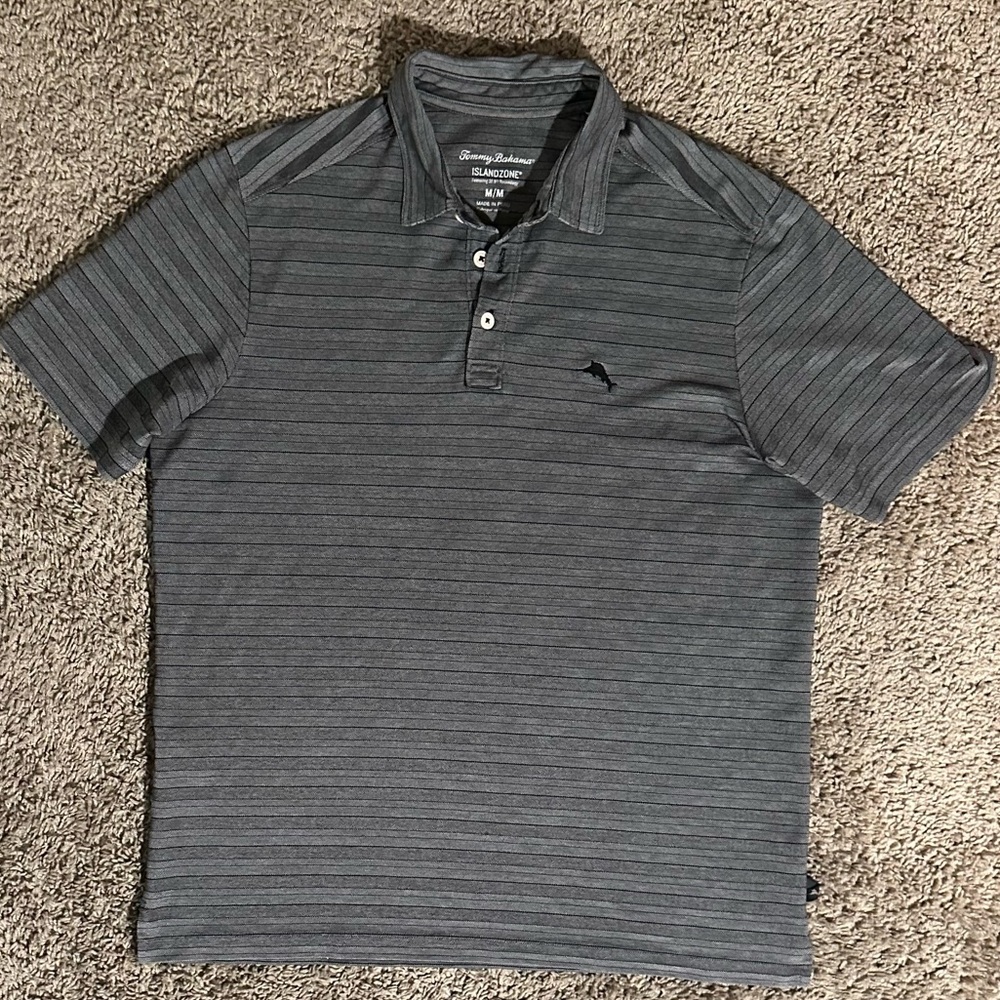 Tommy Bahama Dark Gray Striped Men's Polo Shirt